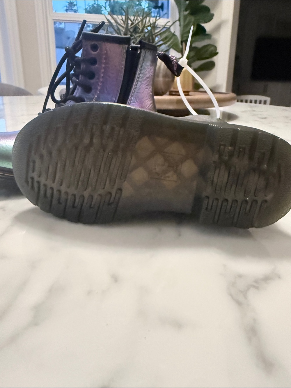 Dr. Martens Kids Iridescent Lace-Up Boots in Purple and Green - Picture 5 of 7